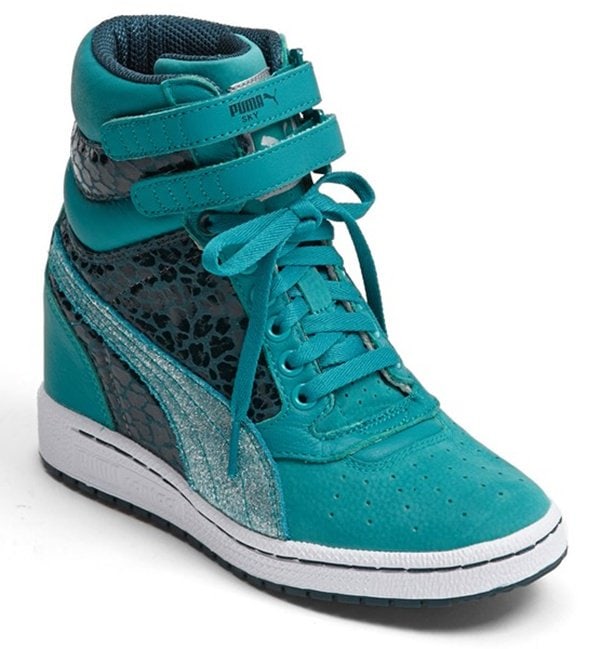 Puma Sky Wedge Sneakers in Teal/Green