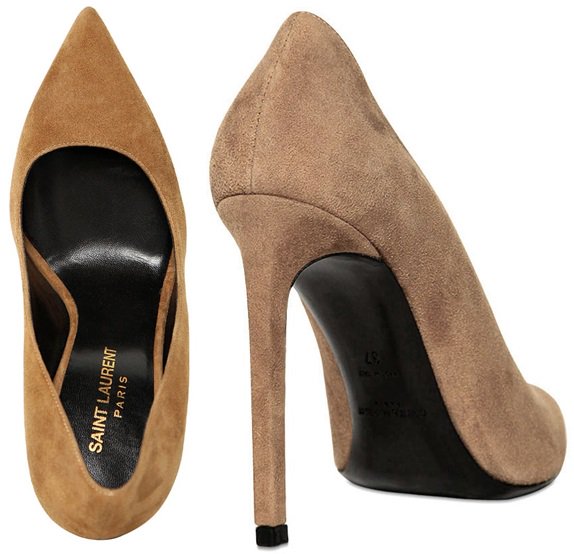 Saint Laurent 'Paris' Pumps in Light Brown Suede