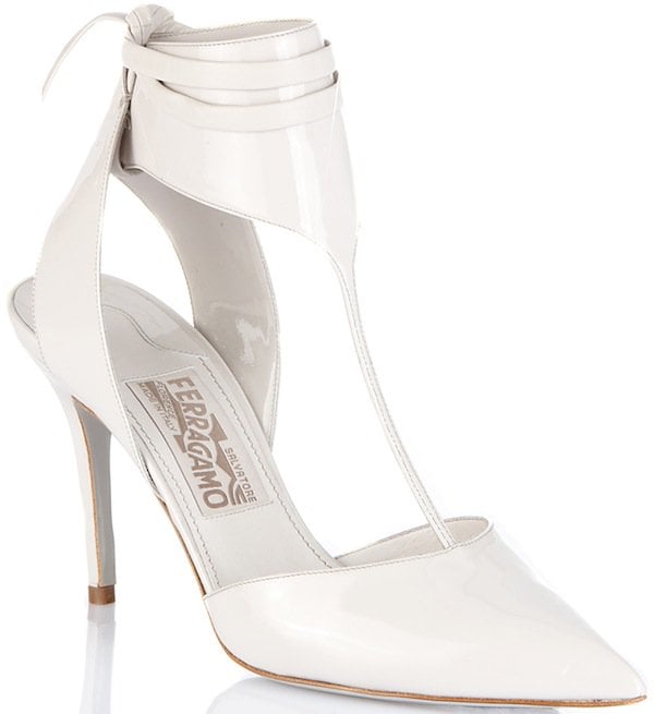 Salvatore Ferragamo T-Strap Pump in White