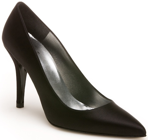 Stuart Weitzman "Daisy" Pump in Black Satin