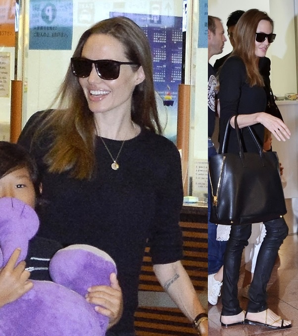 Angelina Jolie arrives at Narita Airport in Japan
