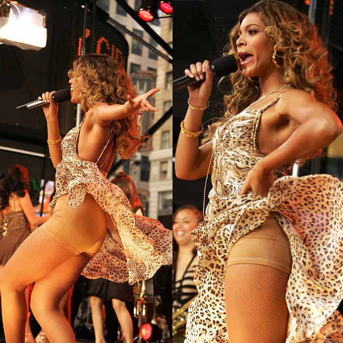 Beyoncé powers through a windy moment during her live performance on Good Morning America