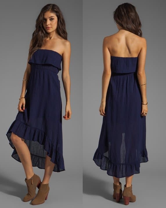 Bobi Gauze Strapless Ruffle Dress