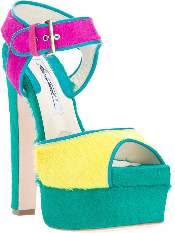 Brian Atwood Karin Multicolored Pony Fur Sandals