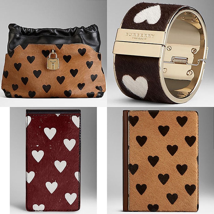 Burberry heart print bag, wallet, and belt