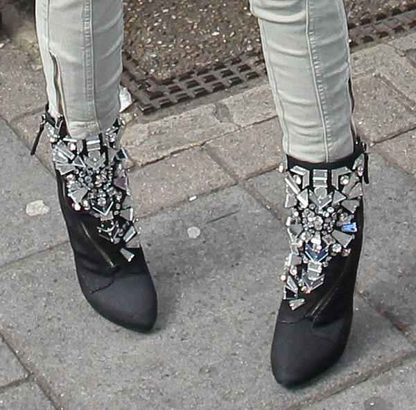 Cher Lloyd dazzles in a pair of intricately bejeweled ankle boots