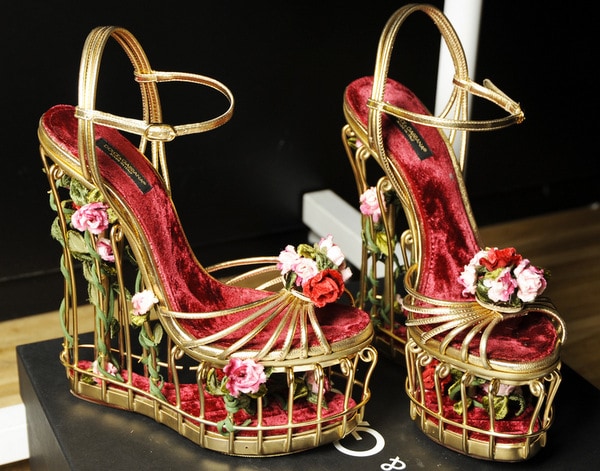 dolce and gabbana floral cage heels