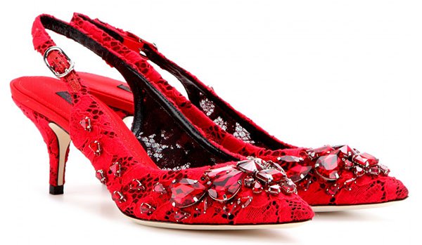 Dolce and Gabbana Crystal Lace Pumps