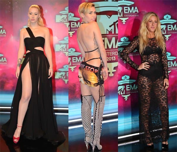 Ellie Goulding, Iggy Azalea, and Miley Cyrus at the 20th MTV Europe Music Awards