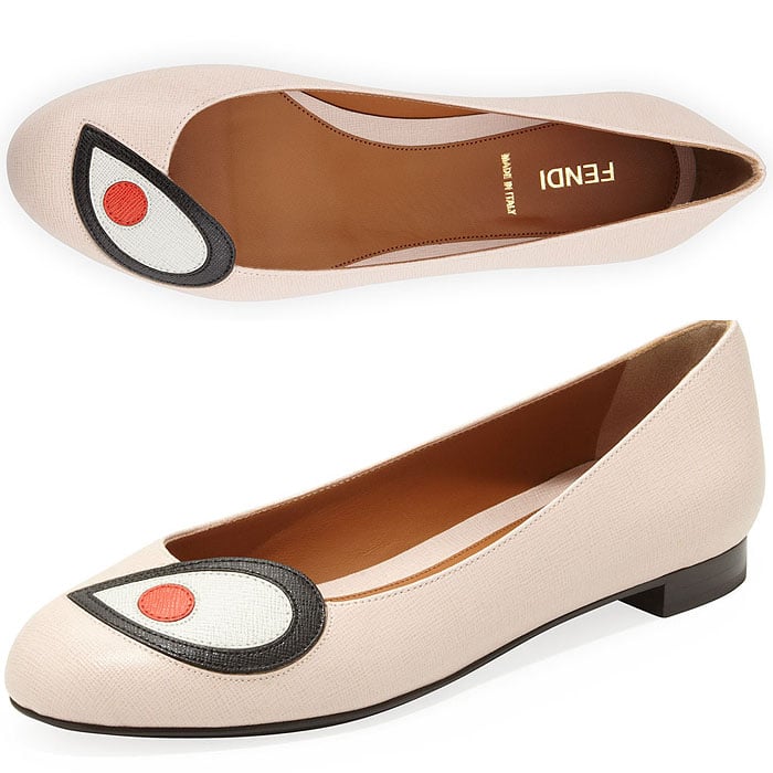 Fendi Eye Saffiano Ballerina Flats