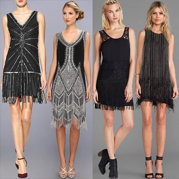 Experiment with modern takes on the classic '20s flapper dress using these stylish fringed dresses