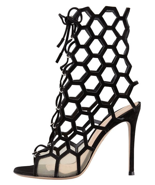 Gianvito Rossi Lace-Up Honeycomb Booties