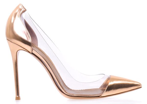 Gianvito Rossi PVC and Leather Pumps Rose Gold