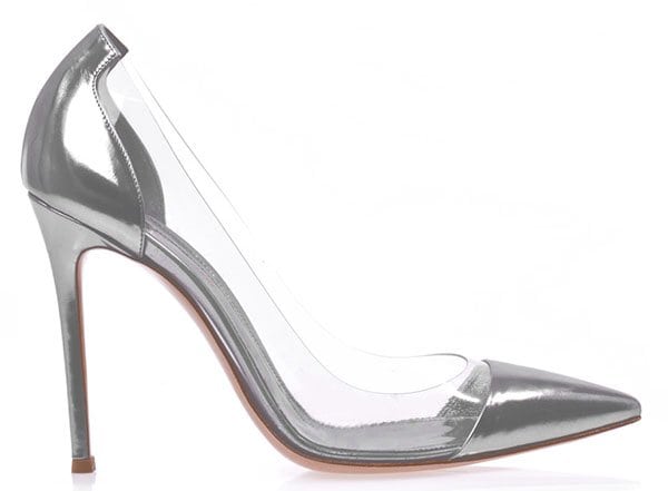 Gianvito Rossi PVC and Leather Pumps Silver