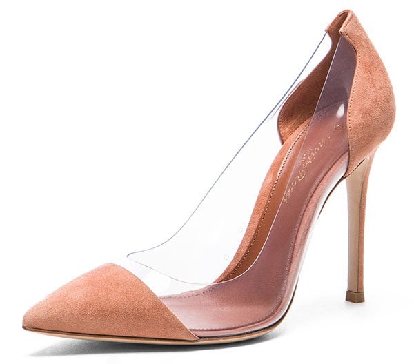 Gianvito Rossi Plexy Suede Laser Pumps Spice