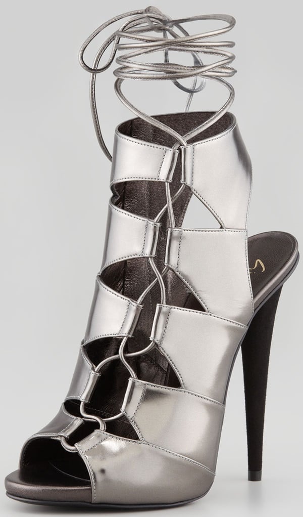 Giuseppe Zanotti Metallic Side-Lace Ankle-Tie Sandal