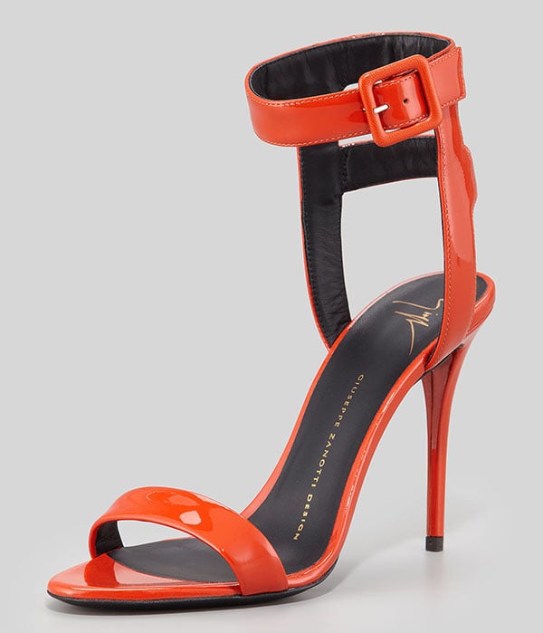 Giuseppe Zanotti Patent Leather Cage-Back Sandals in Orange