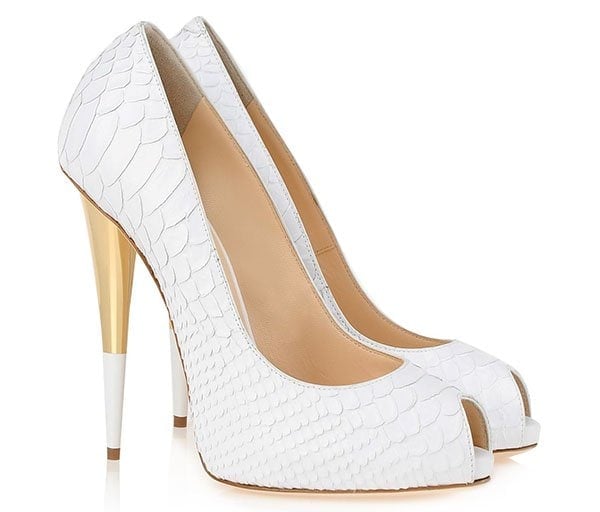 Giuseppe Zanotti Snake-Embossed Peep Toe Pumps