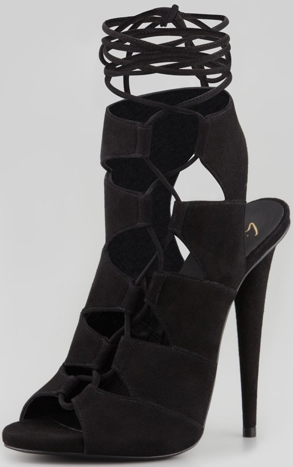 Giuseppe Zanotti Suede Side-Lace Ankle-Tie Sandal