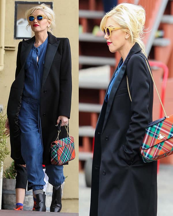 Gwen Stefani styled her maternity jumpsuit and coat with AllSaints Kiss tassel boots