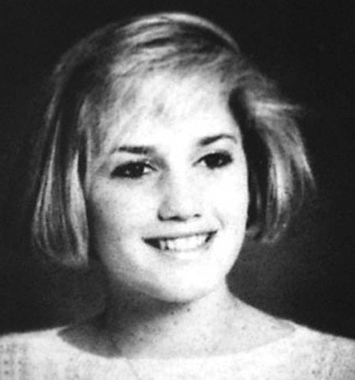 Gwen Stefani's real hair when she graduated with the class of 1987 from Loara High School in Anaheim, California