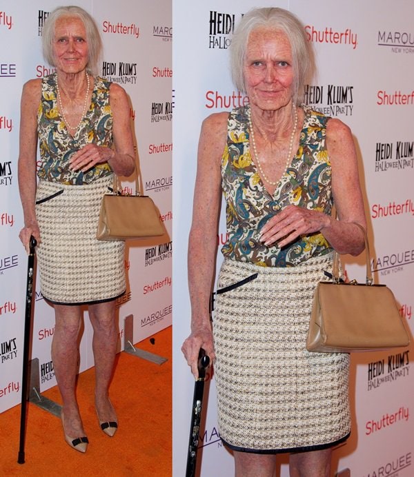 Heidi Klum with shriveled hands and translucent skin with age spots