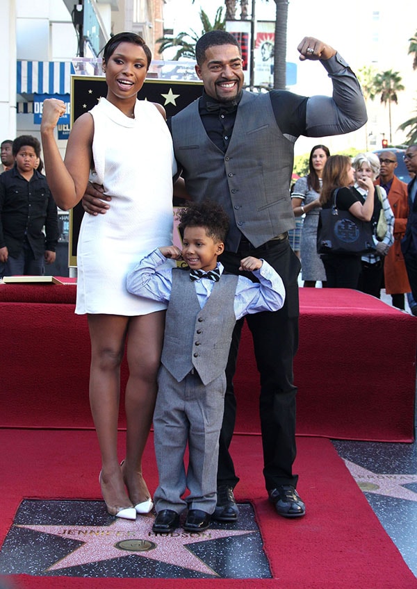 Jennifer Hudson celebrates her Hollywood Walk of Fame star with David Daniel Otunga Sr. and their son, David Daniel Otunga Jr., in Los Angeles