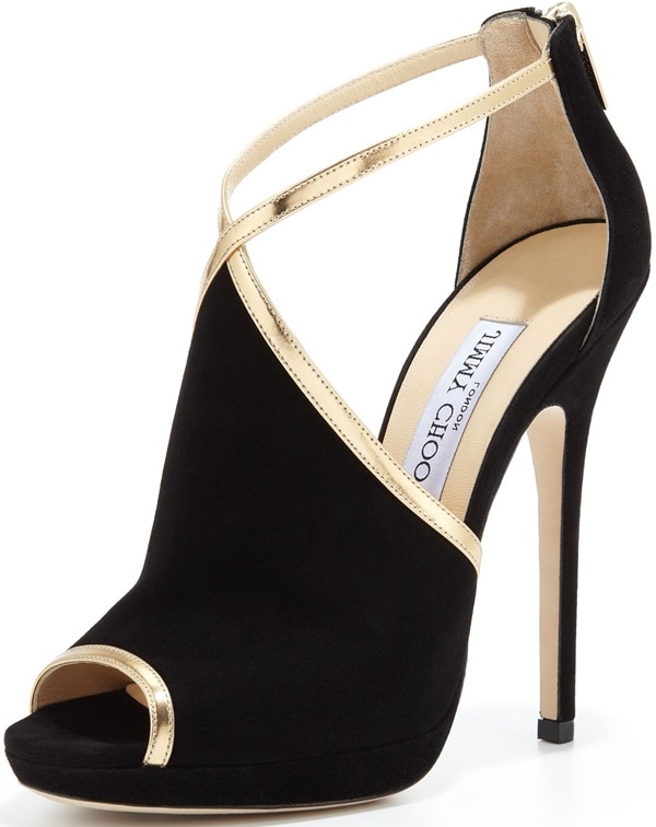 Jimmy Choo "Fey" Peep-Toe Suede Sandals