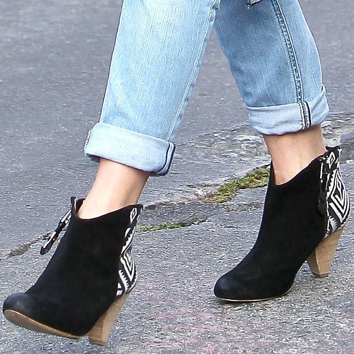 Julianne Hough wears a pair of Matt Bernson booties on her feet