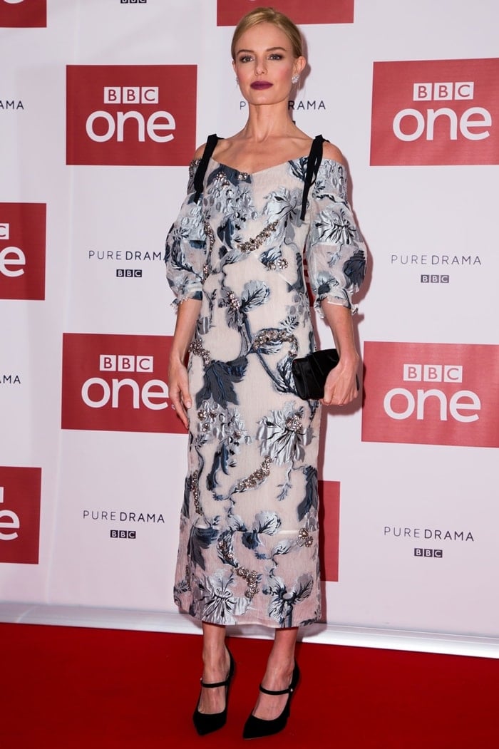 Kate Bosworth rocked a floral tea-length dress at the world premiere of BBC One's SS-GB