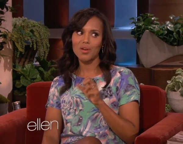 Kerry Washington in a Shoshanna floral-print shift dress