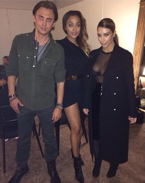 Kim Kardashian with friends at Kanye West's "Yeezus" concert in New York on November 19, 2013