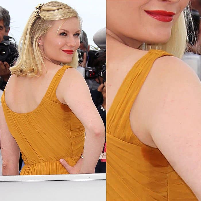 Kristen Dunst with armpit stain at the Melancholia photo call at the 2011 Cannes International Film Festival in Cannes, France, on May 18, 2011