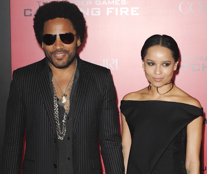 Lenny Kravitz and Zoë Kravitz attend the Los Angeles premiere of "The Hunger Games: Catching Fire"