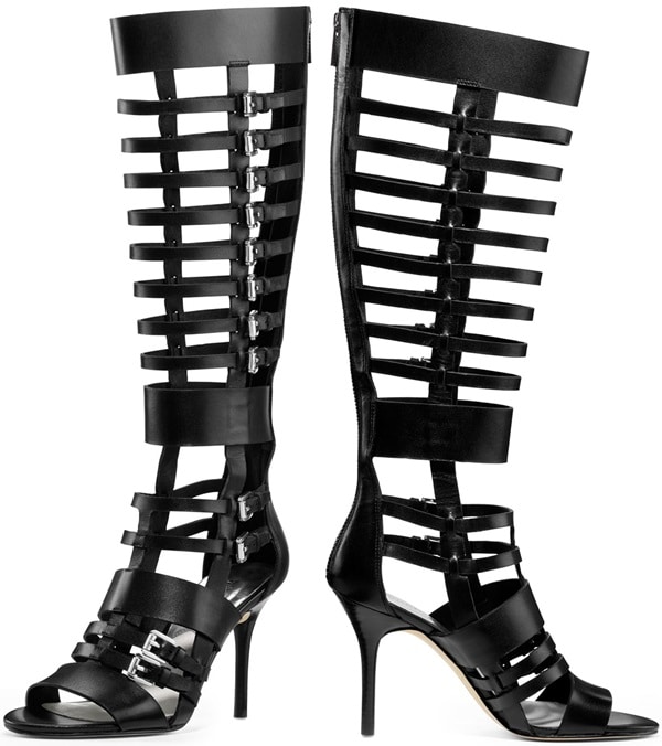 Michael by Michael Kors Black Wesley Heeled Gladiator Boots