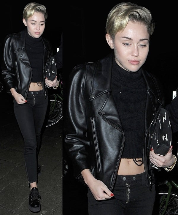 Miley wore 'Cooper' zip skinny jeans by Elizabeth and James