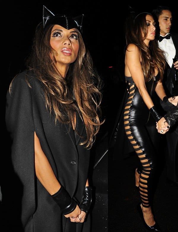 Nicole Scherzinger's plunging neckline highlights her curves at Jonathan Ross's Halloween Party in London