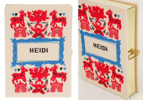 Featuring a beautifully embroidered 'Heidi' inscription, this clutch pays homage to Johanna Spyri's beloved story
