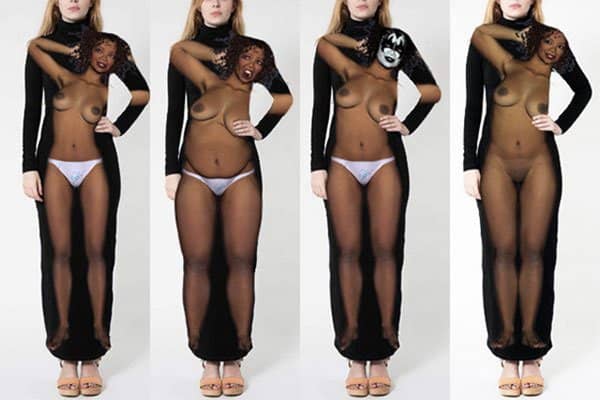 Peggy Noland’s four dresses of Oprah’s face Photoshopped onto black female bodies