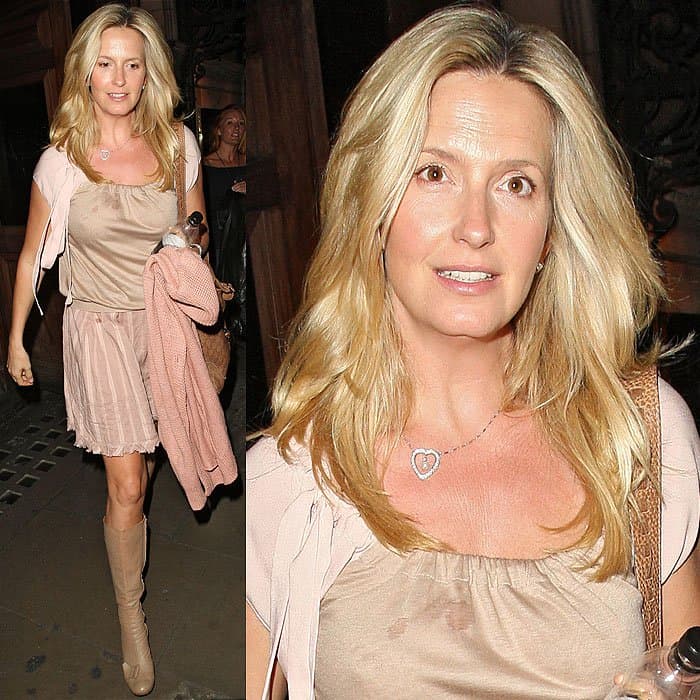 Penny Lancaster-Stewart heading to a cab after watching 'Singin' in the Rain' at the Palace Theatre in London, England, on June 14, 2012