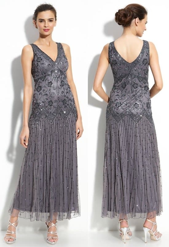 Pisarro Nights Beaded Mesh Dress