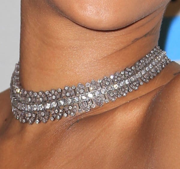 Riri looked glamorous in sparkling jewels from Lynn Ban, Repossi and Alex Mika