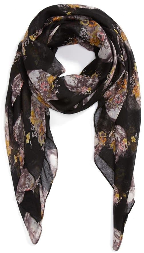 Roffe Accessories Floral Skull Print Scarf