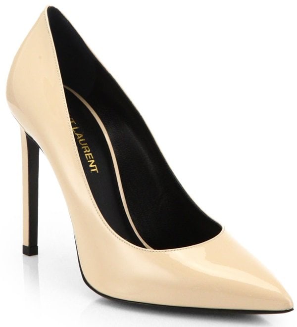 Saint Laurent Beige Paris Patent Leather Pumps