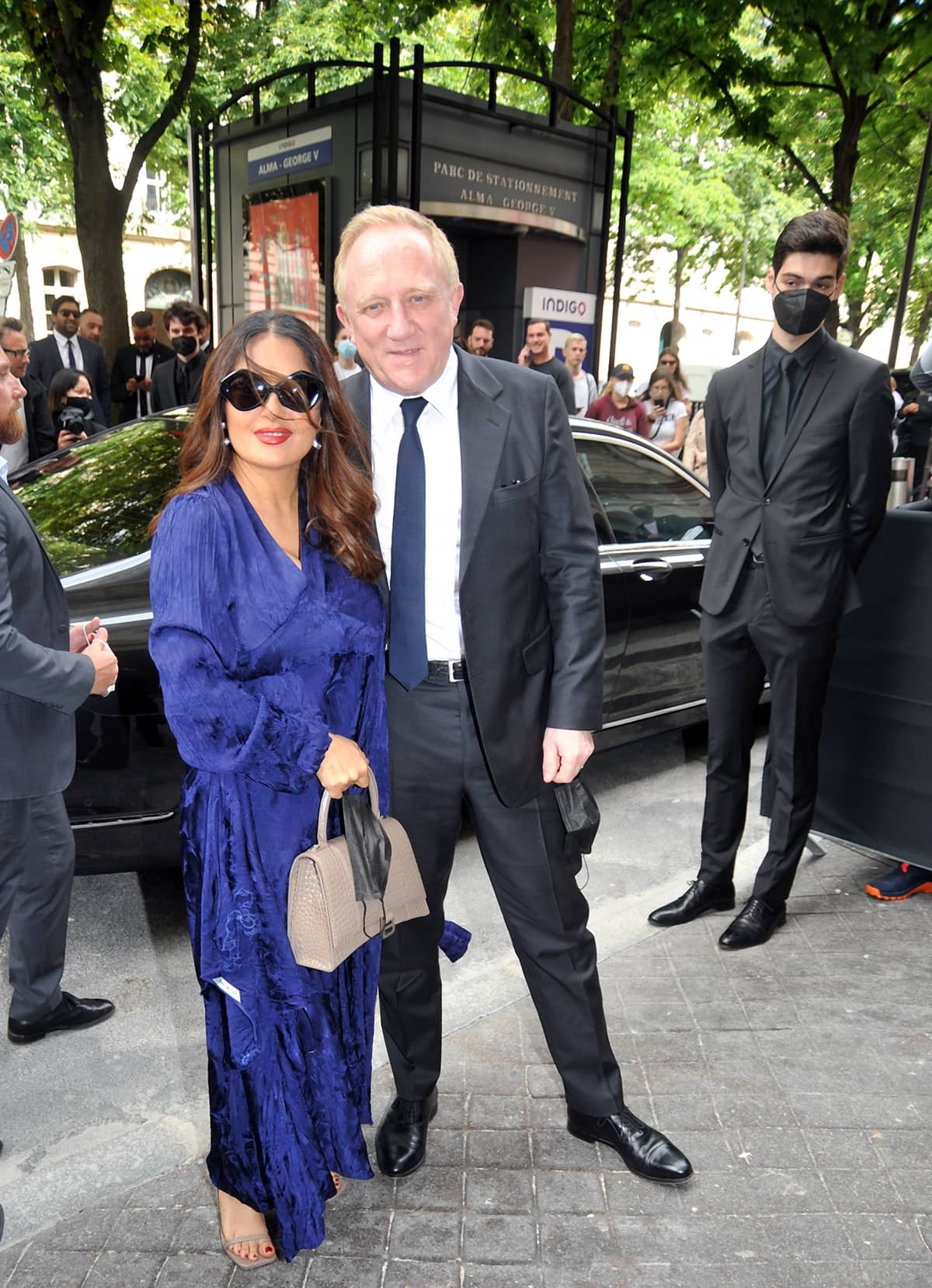 Salma Hayek and François-Henri Pinault attend the Balenciaga Haute Couture Fall/Winter 2021/2022 show