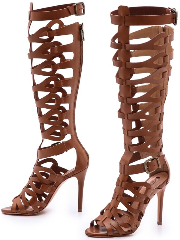 Schutz Brown Eirini Cutout Tall Gladiator Sandals