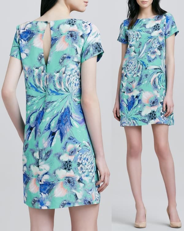 Break away from solids and go for the Shoshanna Selma dress with an uplifting floral-print