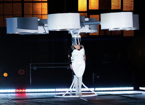 Lady Gaga goes soaring in her all-white "Volantis" dress