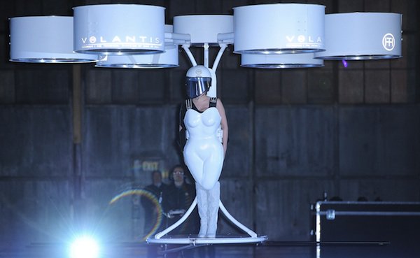Lady Gaga goes soaring in her all-white "Volantis" dress