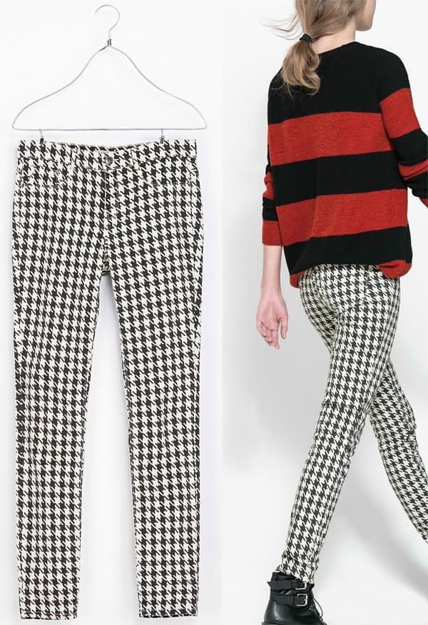 Zara Houndstooth Print Trousers
